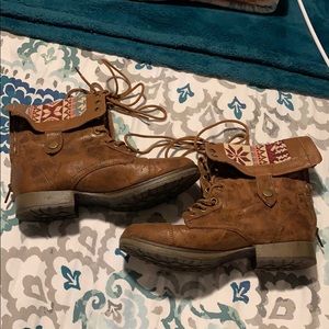 Brown Fold-Down Combat Boots